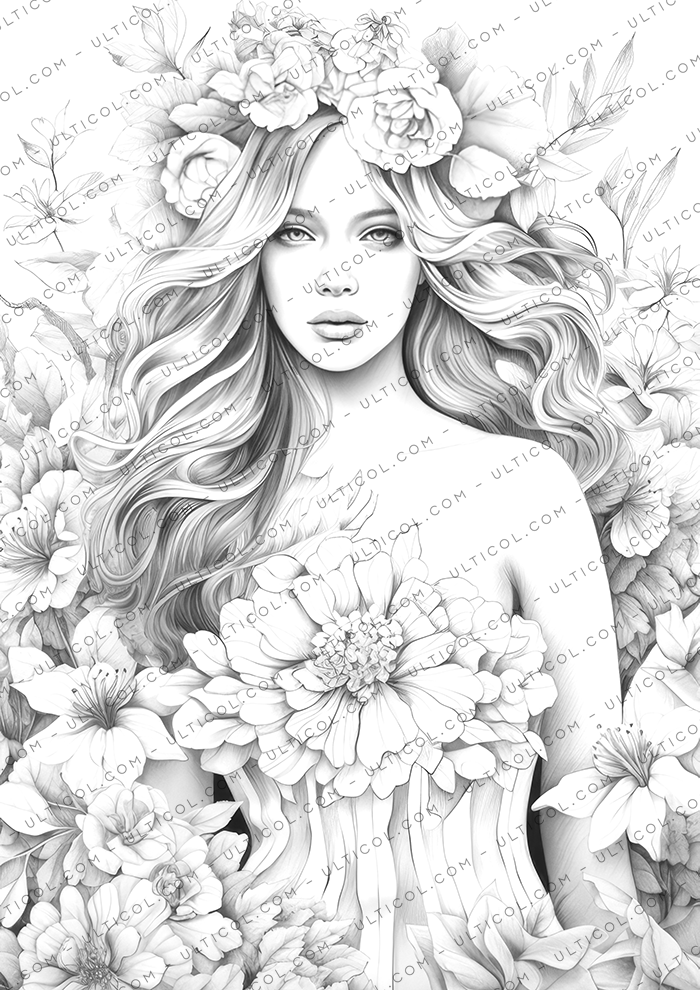 Flower Girl Coloring Book