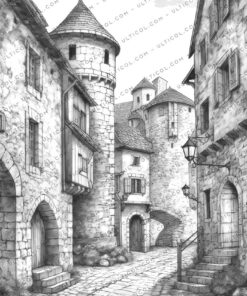 Medieval Town coloring