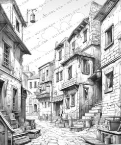 Medieval Town coloring