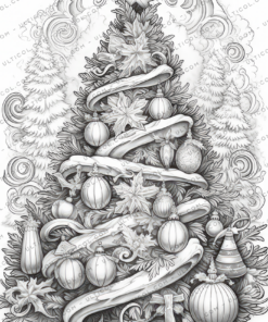 Christmas Trees Coloring Book, Adults & Kids Coloring Pages