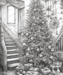 Christmas Trees Coloring Book, Adults & Kids Coloring Pages