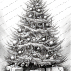 Christmas Trees Coloring Book, Adults & Kids Coloring Pages