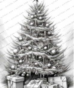 Christmas Trees Coloring Book, Adults & Kids Coloring Pages