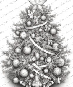 Christmas Trees Coloring Book, Adults & Kids Coloring Pages