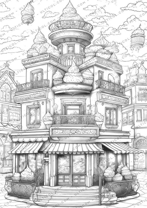 Cupcake Houses coloring