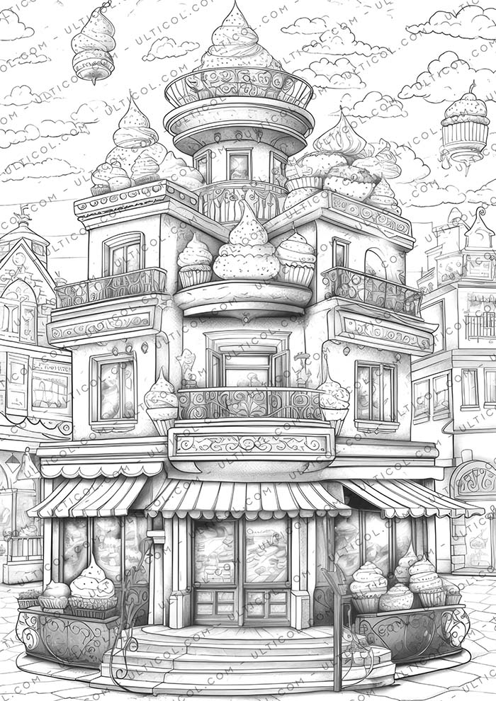 Cupcake Houses coloring