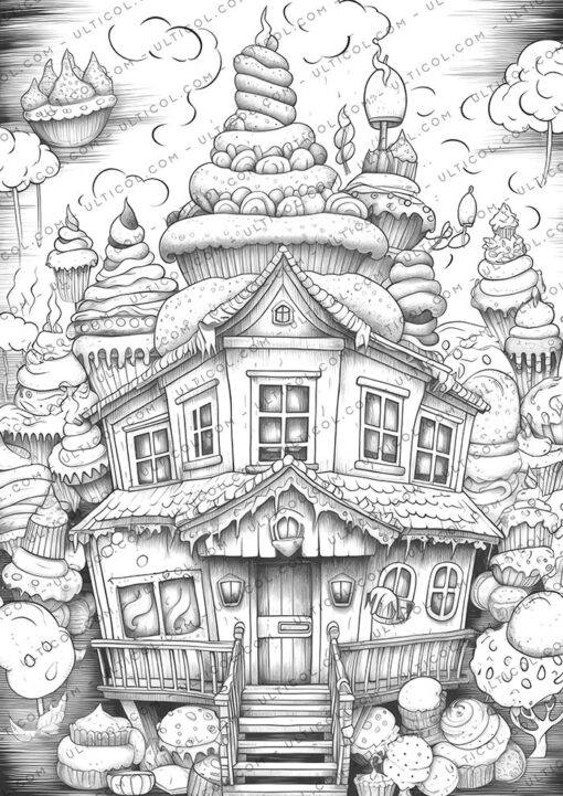 Cupcake Houses coloring
