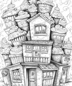Cupcake Houses coloring