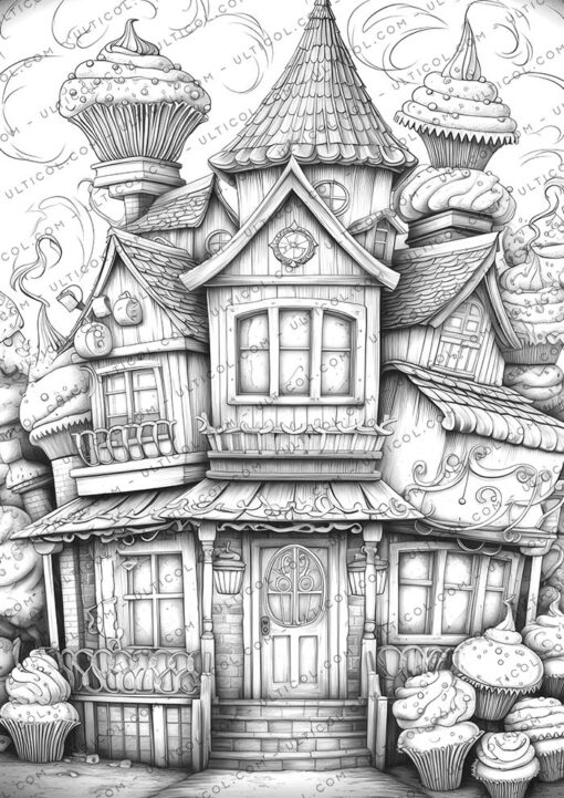 Cupcake Houses coloring