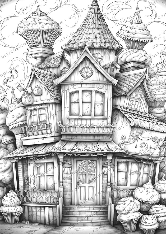 Cupcake Houses coloring