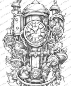 Steampunk Clock Coloring