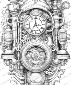 Steampunk Clock Coloring