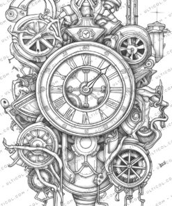 Steampunk Clock Coloring