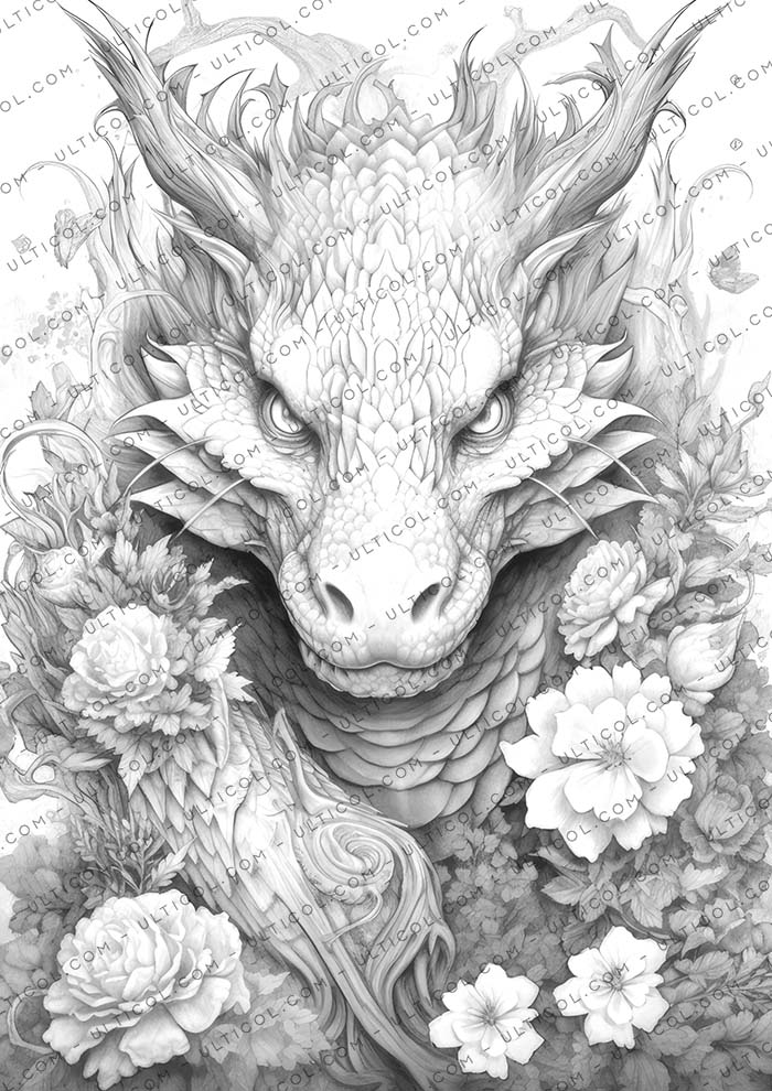 Flower Dragon Coloring