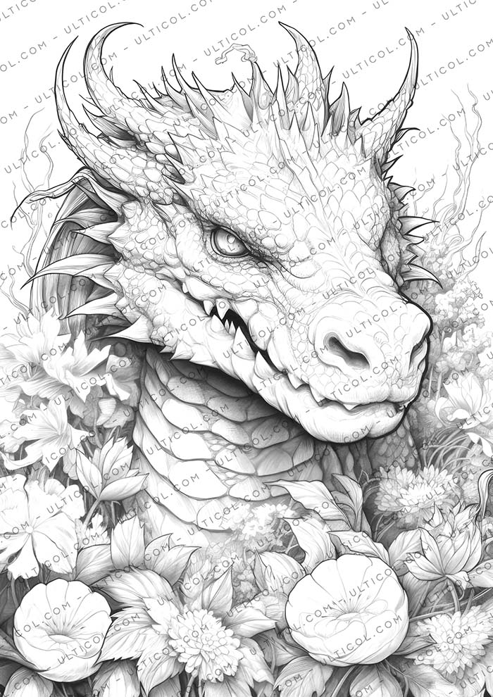 Flower Dragon Coloring