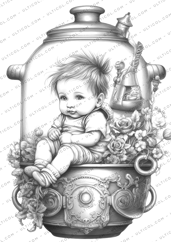 Life in Jar Grayscale Coloring Pages