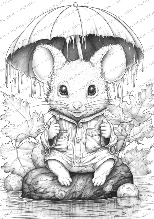 Autumn Mouse Coloring Book for Adults