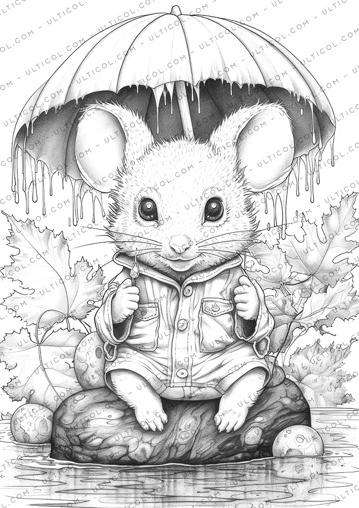 Autumn Mouse Coloring Book for Adults