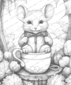 Autumn Mouse Coloring Book for Adults