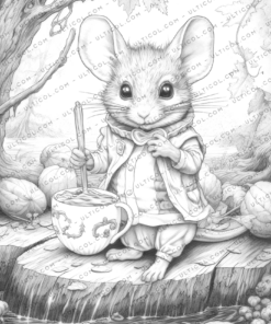 Autumn Mouse Coloring Book for Adults