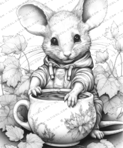 Autumn Mouse Coloring Book for Adults