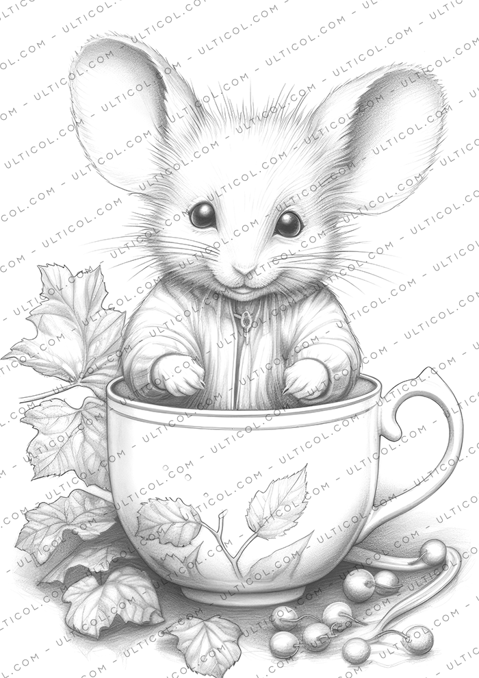 Autumn Mouse Coloring Book for Adults