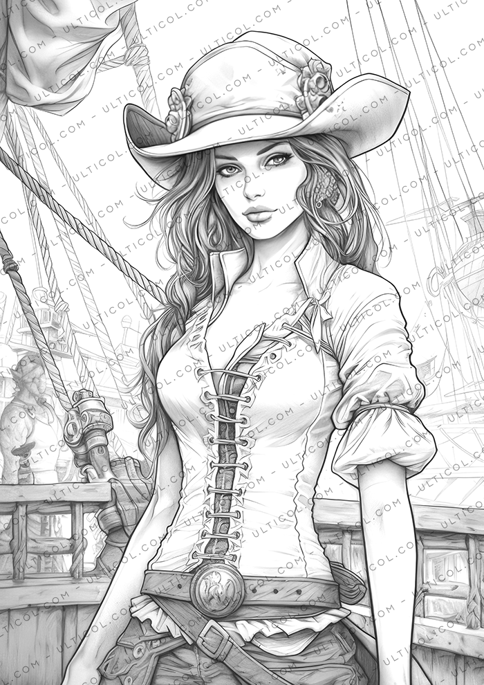Beautiful Pirate Girl Coloring Pages