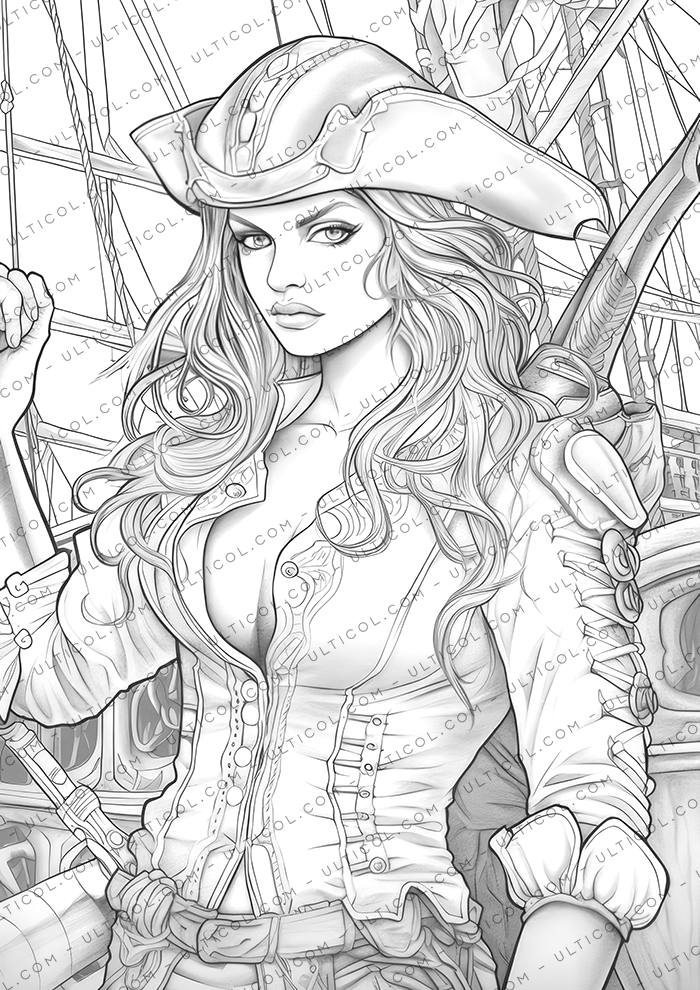 Beautiful Pirate Girl Coloring Pages