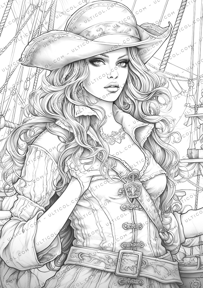 Beautiful Pirate Girl Coloring Pages