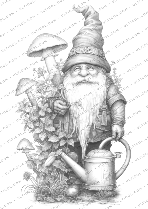Garden gnomes coloring book for adults