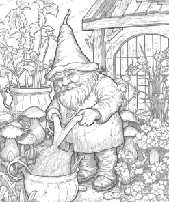 Garden gnomes coloring book for adults