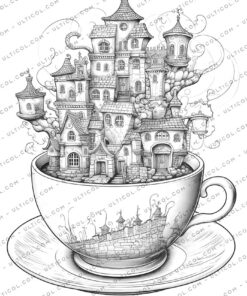 Teacup Houses Coloring