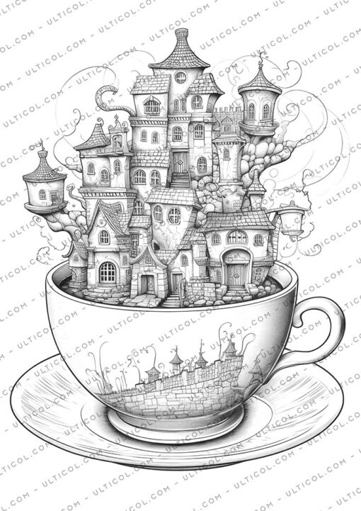 Teacup Houses Coloring