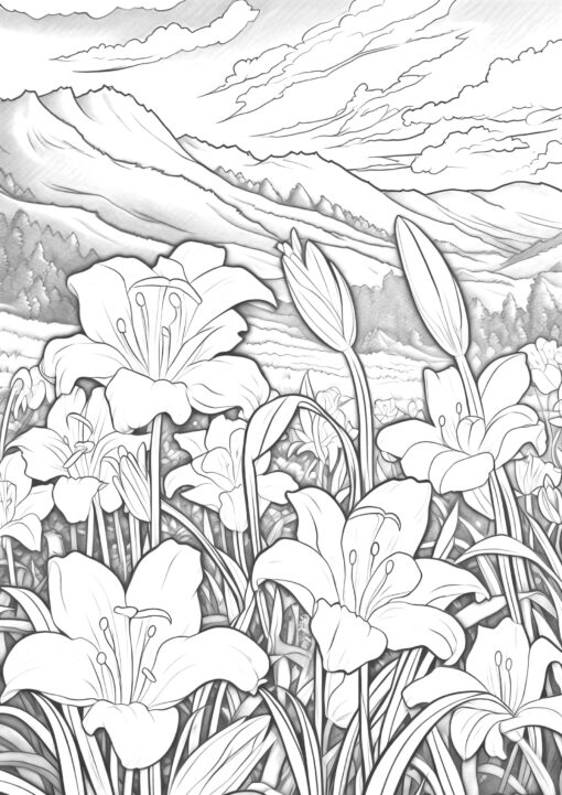 Lily Flowers Coloring