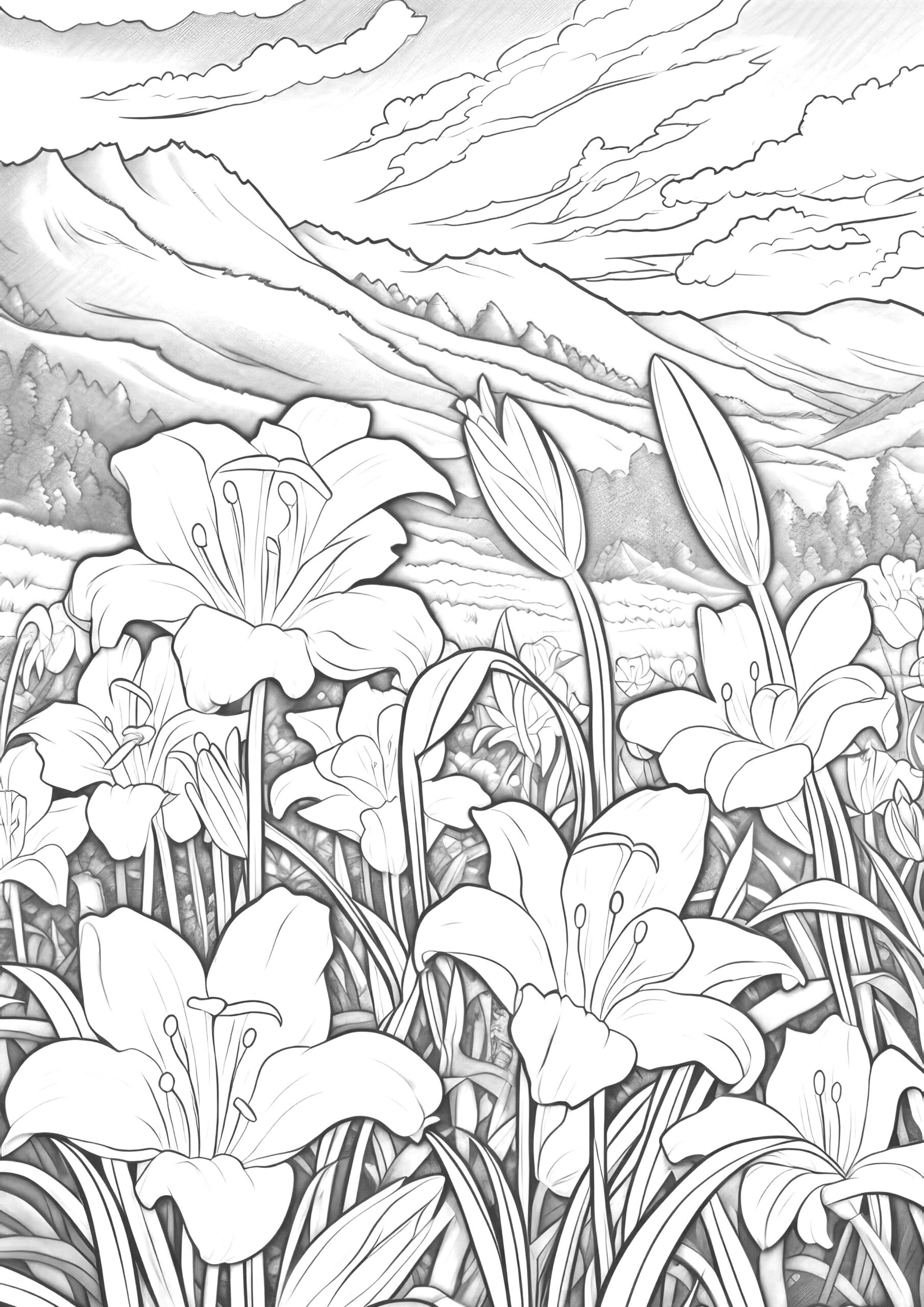 Lily Flowers Coloring