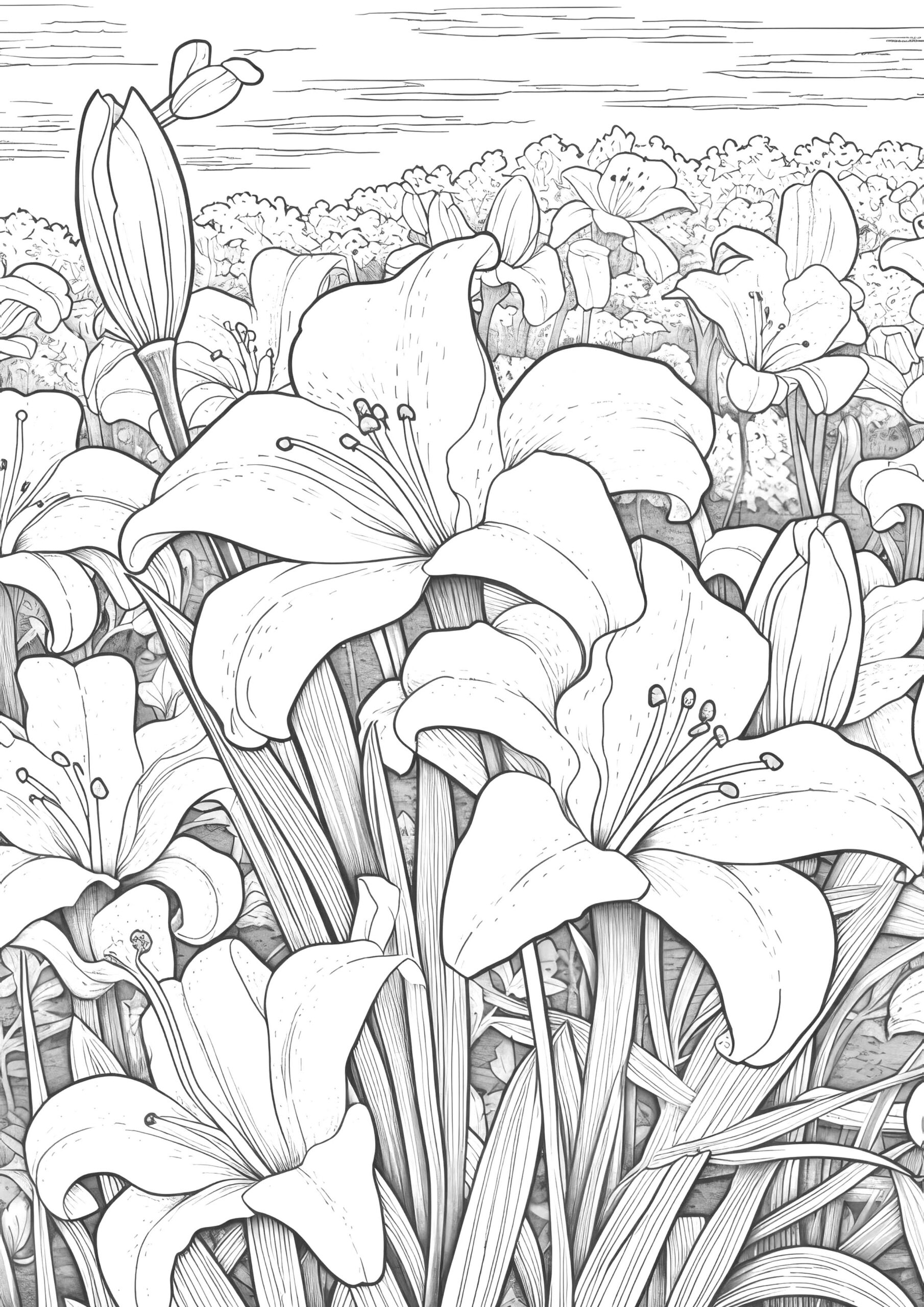 Lily Flowers Coloring
