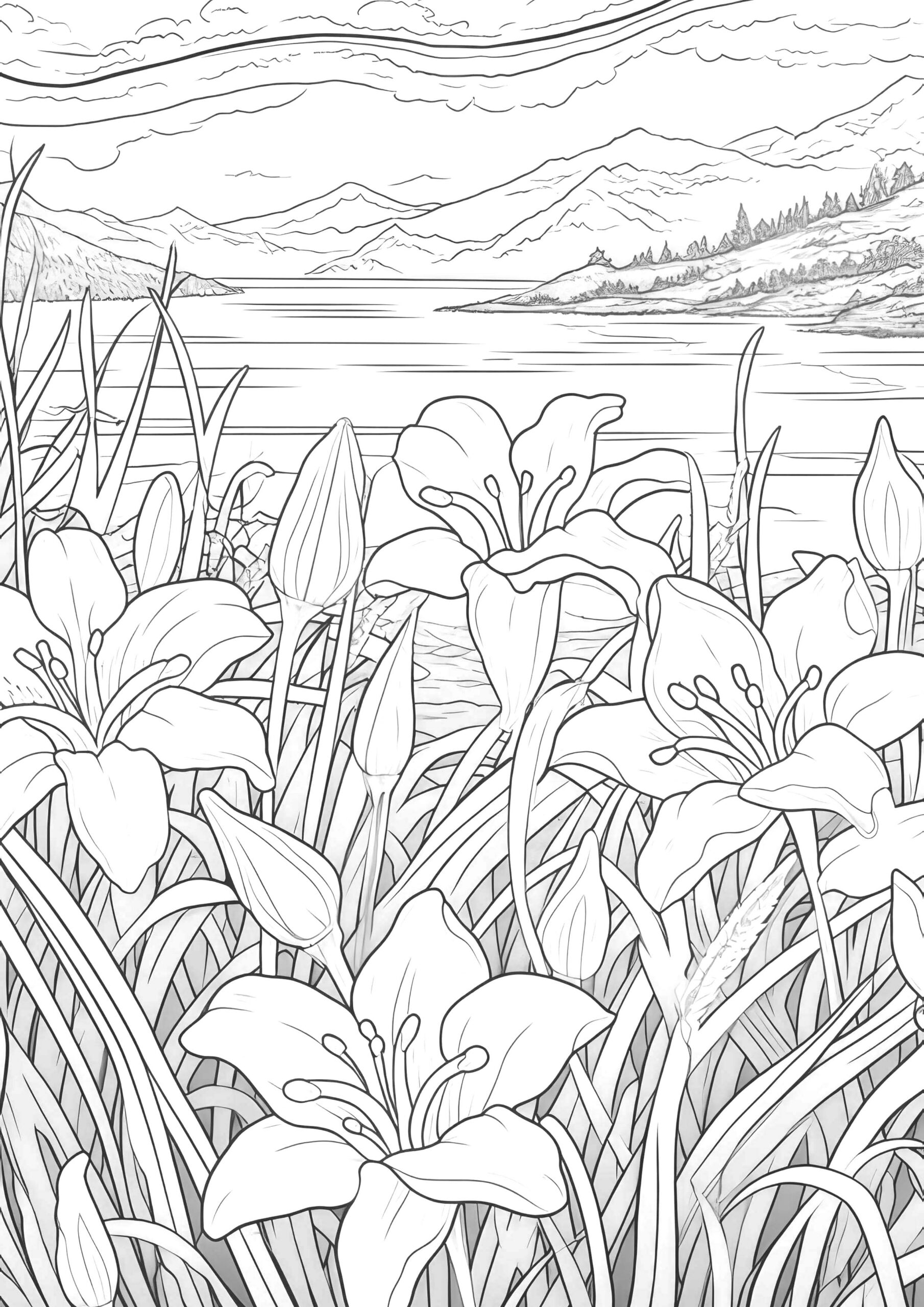 Lily Flowers Coloring