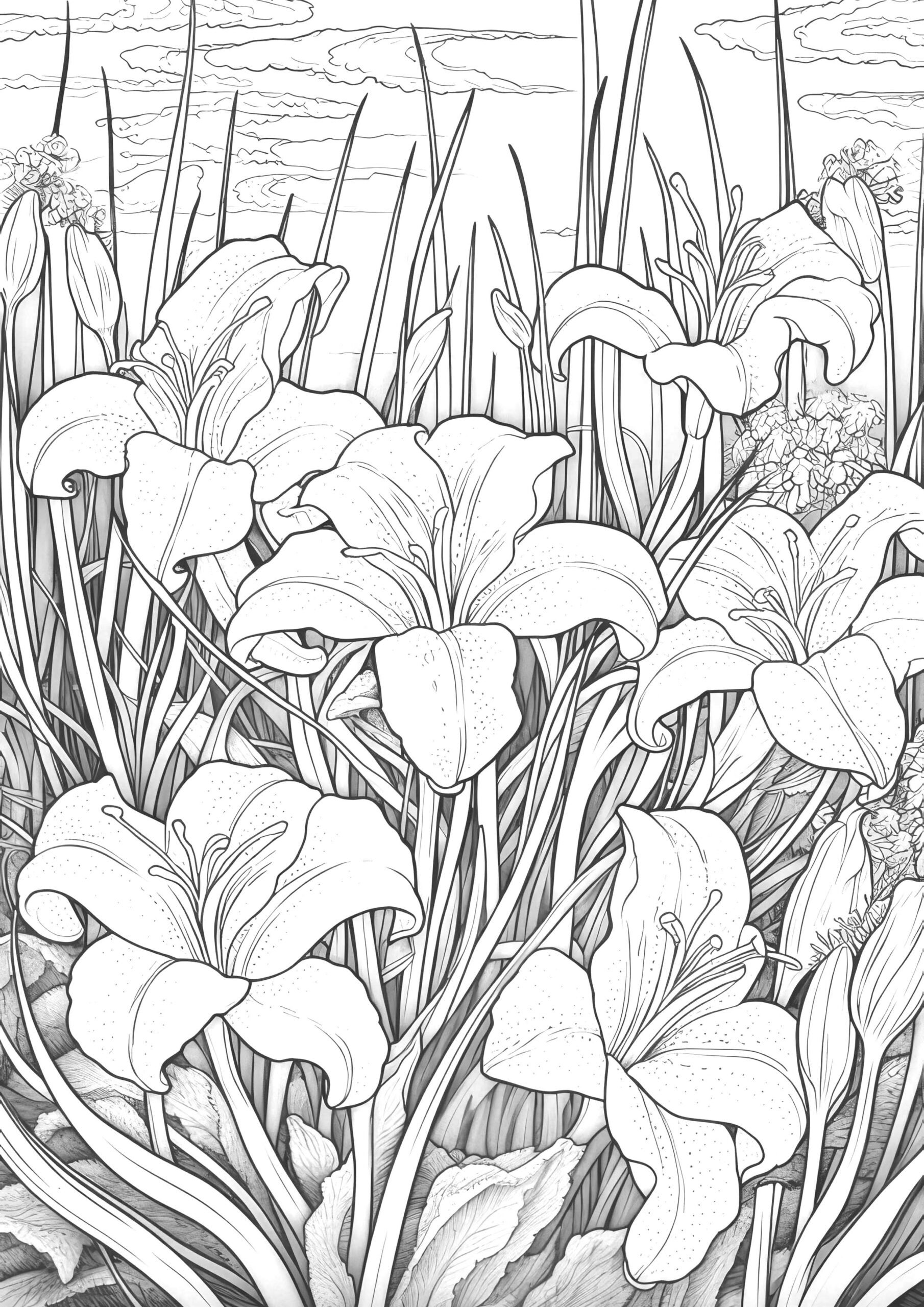 Lily Flowers Coloring