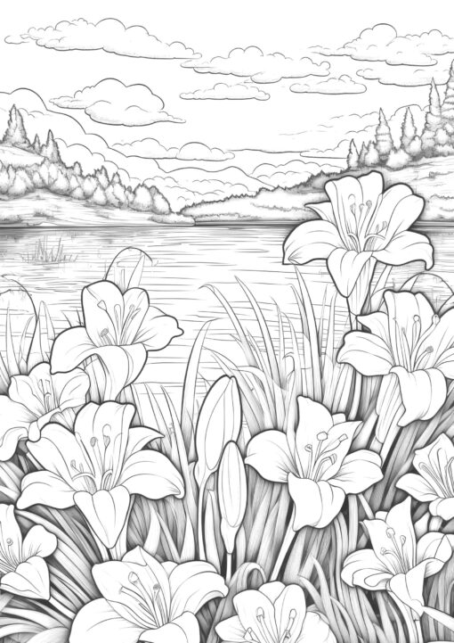 Lily Flowers Coloring