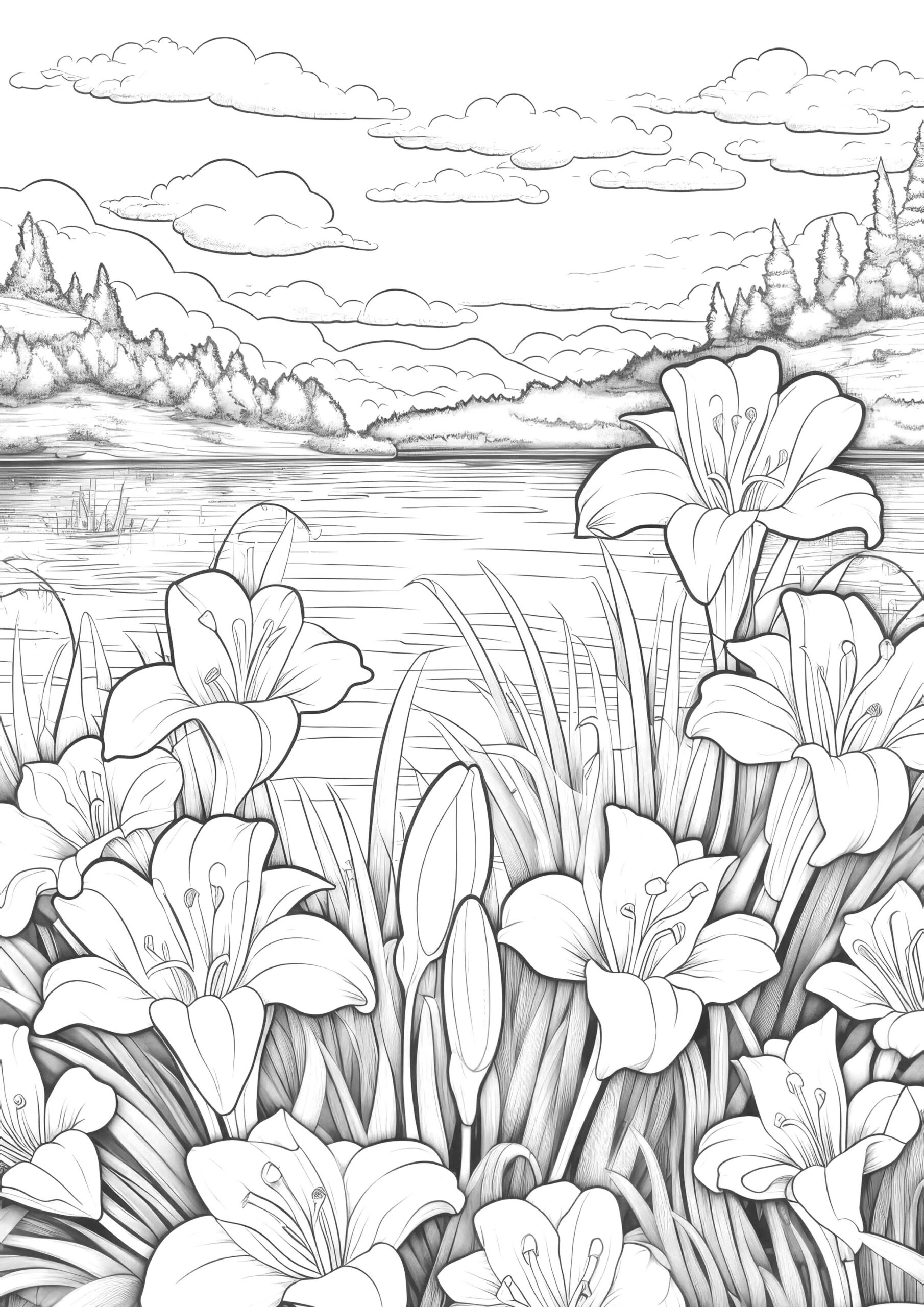 Lily Flowers Coloring