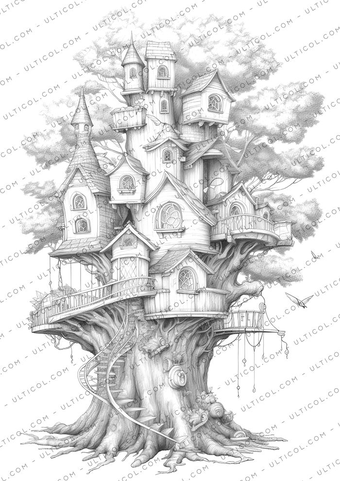 Enchanted Treehouse Coloring Book