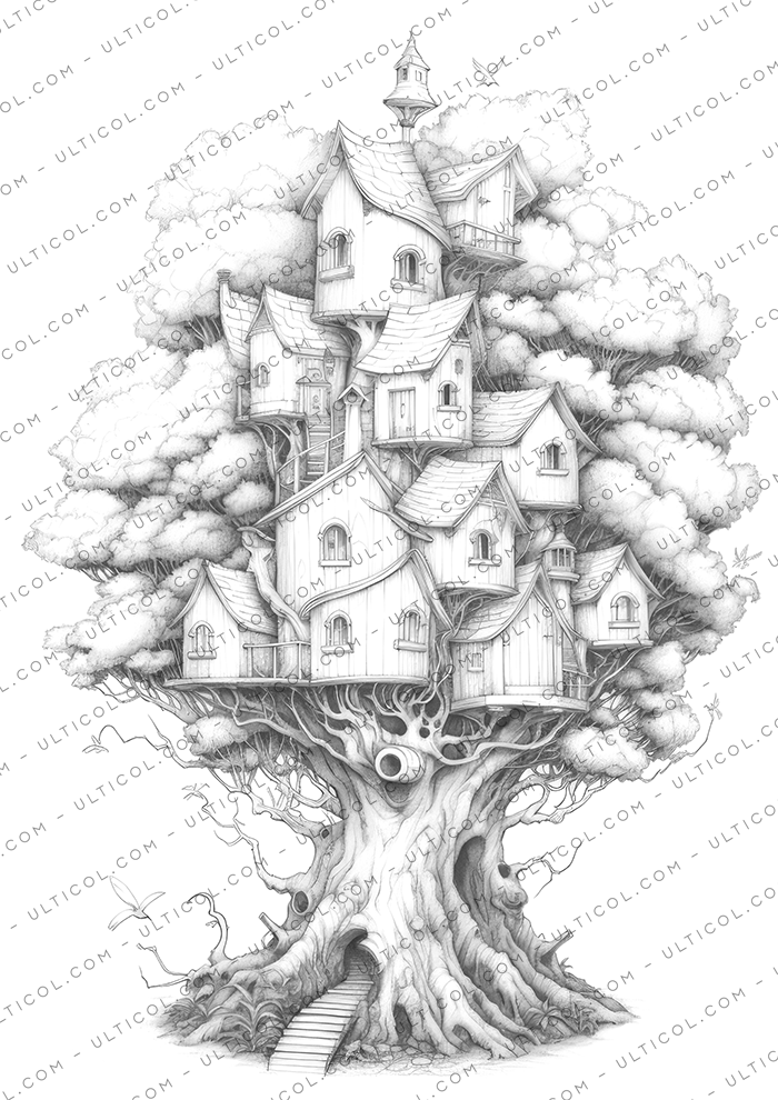 Enchanted Treehouse Coloring Book