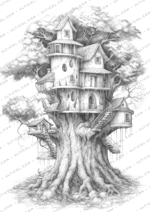 Enchanted Treehouse Coloring Book