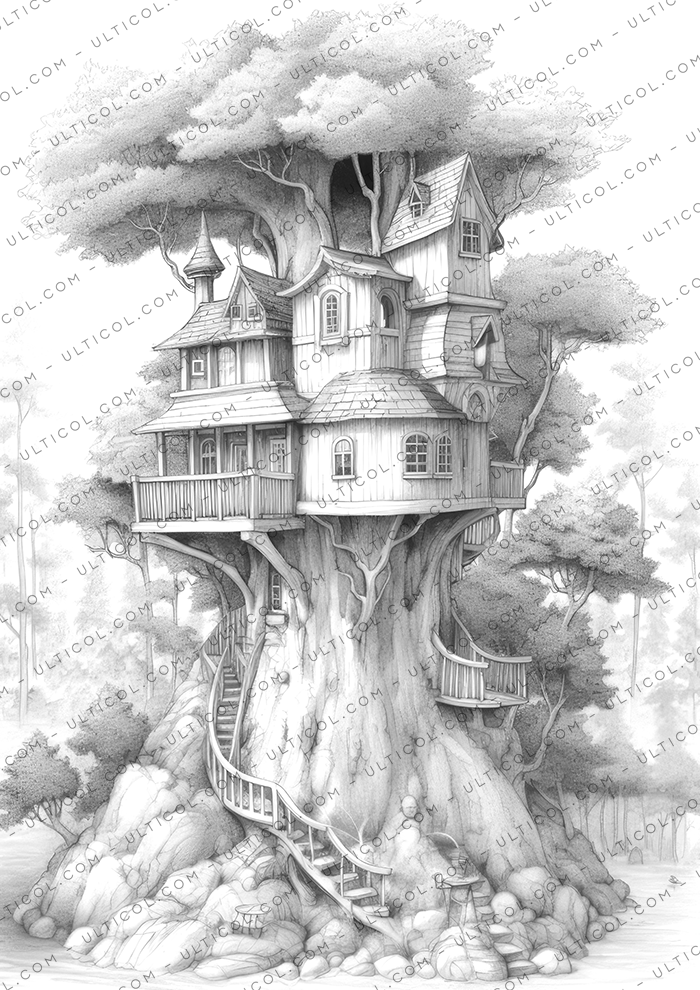 Enchanted Treehouse Coloring Book