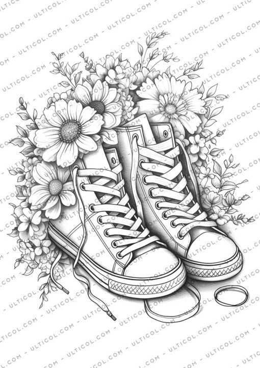 Flower Sneakers Coloring