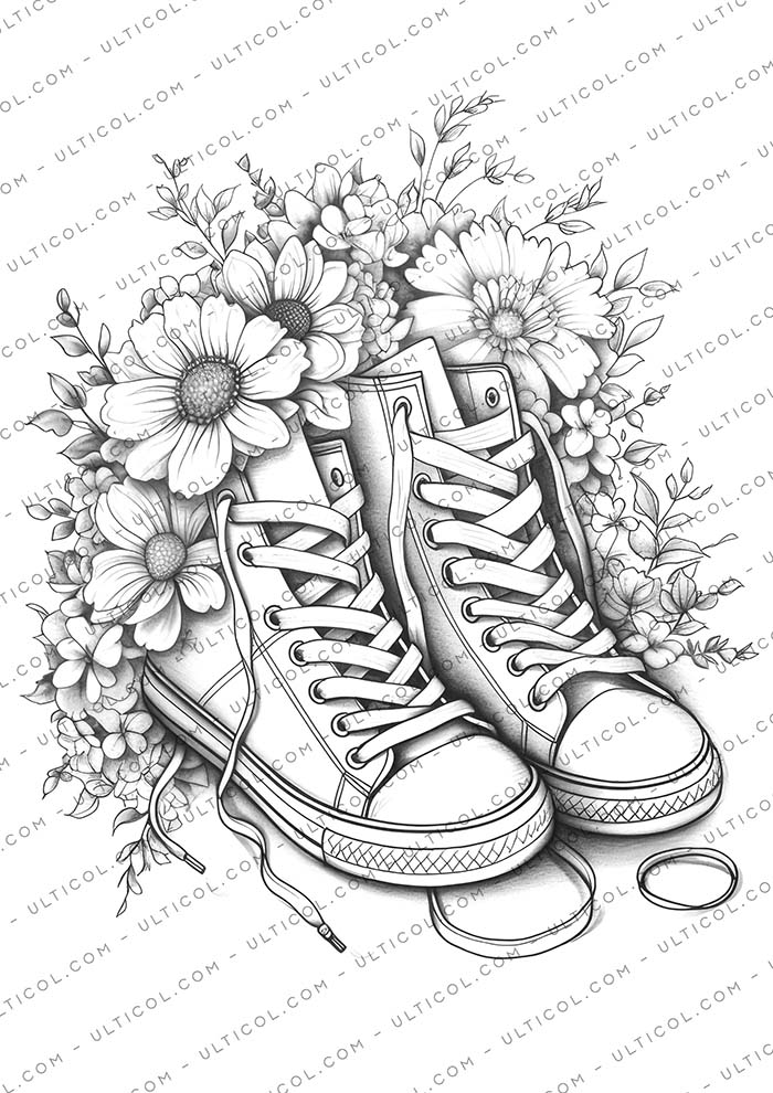 Flower Sneakers Coloring