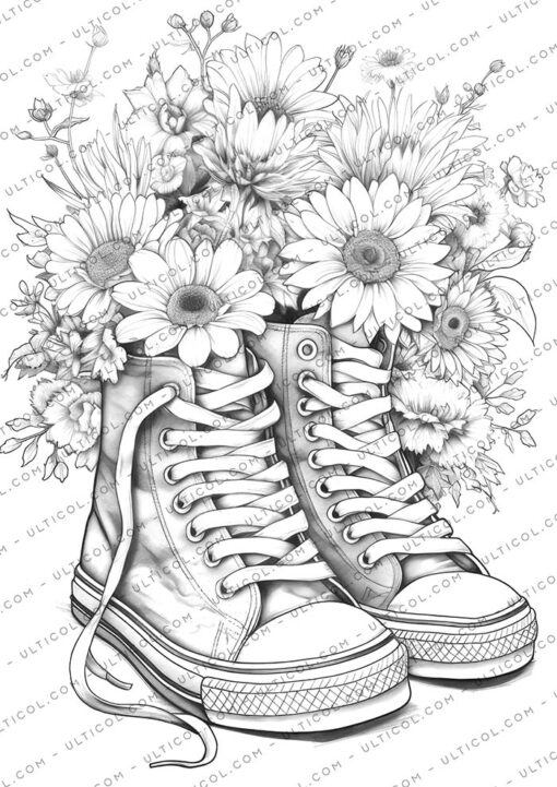 Flower Sneakers Coloring