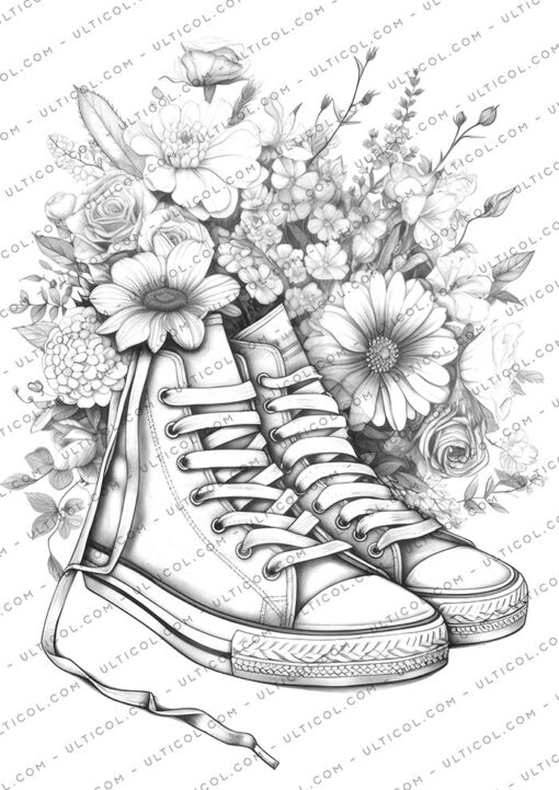 Flower Sneakers Coloring