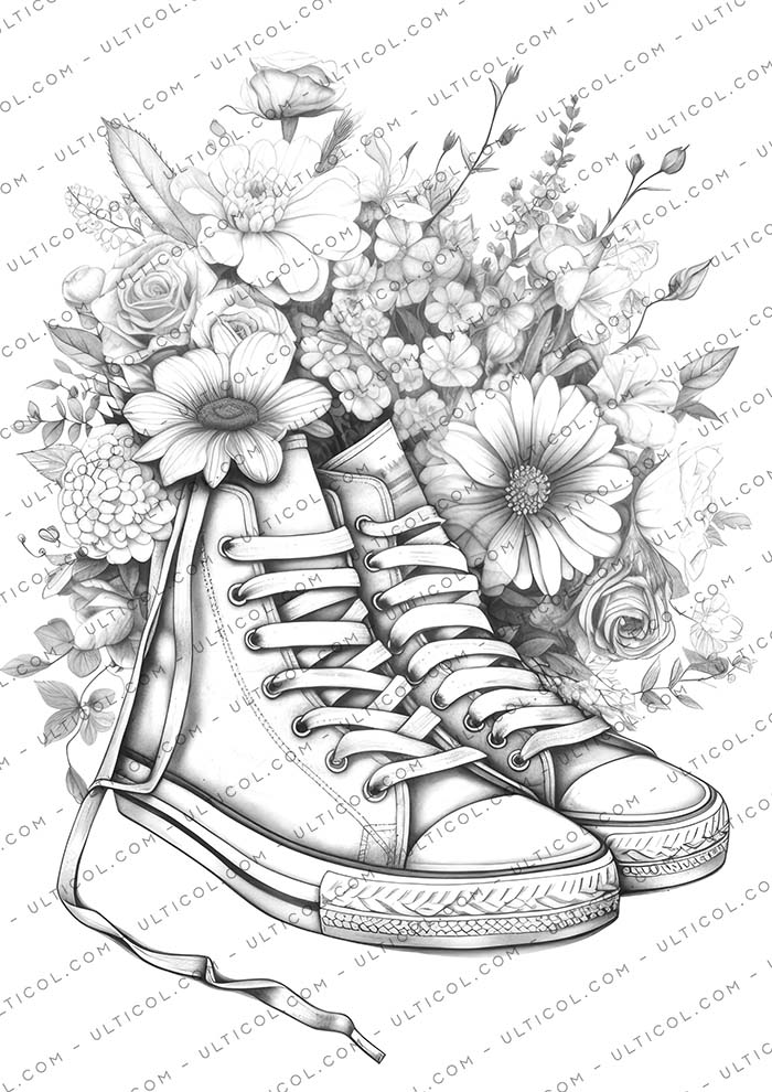 Flower Sneakers Coloring