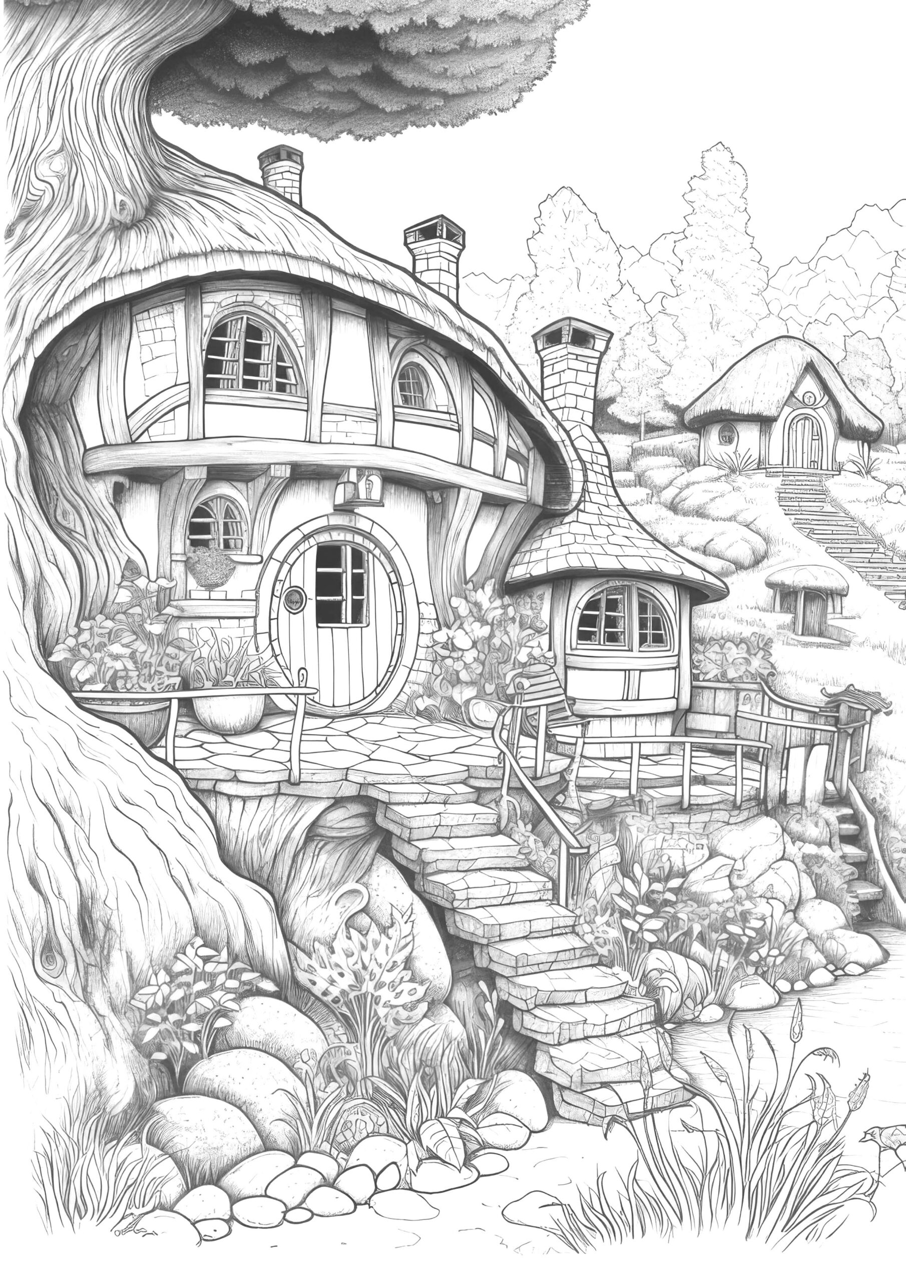 Hobbit Houses Coloring
